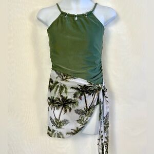 New Girls One Piece Swimsuit with Matching Wrap / Sz 14